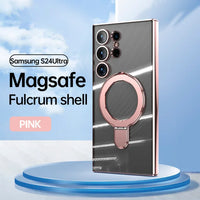 Plating Magnetic Transparent Case With Ring Stand For Samsung Galaxy S24 series