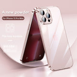 Electroplated Frame Transparent Case With Lens Film for iPhone 14 13 12 series