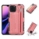 Fabric Cloth Case with Card Slot Wrist Strap Shockproof Anti fall Back Cover Case for iPhone 12 & 11 Series
