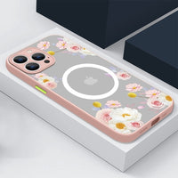 Luxury Magnetic Magsafe Cute Flower Shockproof Matte Hard Case For iPhone 14 13 12 series