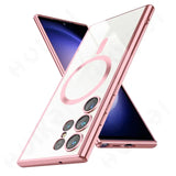 Magnetic Wireless Charging Crystal Clear Silicone Case For Samsung S24 S23 S22 S21 Ultra Plus