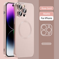 Silicone Lens Magnetic Wireless Charging Matte Case for iPhone 14 13 12 series