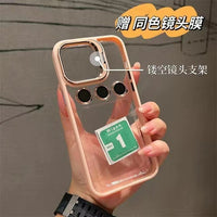 Hollow Fliping Lens Bracket Transparent Acrylic Shockproof Case for iPhone 14 13 12 series