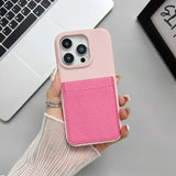 Contrast Color Premium PU Leather Card Holder Wallet Case For iPhone 15 14 13 12 series