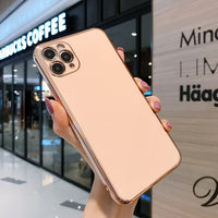 Bling Gold Soft Slim Cover Square Frame Plating Protection Case For iPhone 11 Series