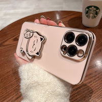 Cartoon Fortune Cute Maneki Neko Cat Stand Holder Case for iPhone 14 13 12 series