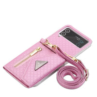 Crossbody Strap Leather Wallet Case For Samsung Galaxy Z Flip 4 3