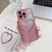 Electroplated Heart Gradient Glitter Shockproof Case For iPhone 14 13 12 series