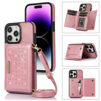 Crossbody Lanyard Flip Leather Wallet Card Holder Case For iPhone 15 14 13 12 series