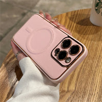 Luxury Plating Leather Magnetic Magsafe Shockproof Silicone Case For iPhone 14 13 12 series