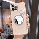 Bling Glitter Rabbit Makeup Mirror Plating Case for iPhone 13 12 11 Pro Max