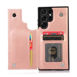 Wallet Case ID Credit Card Slot Holder PU Leather Magnetic Closure Case for S22 Ultra Plus S21 FE