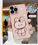 Luxury Holder Color Cute Rabbit Case For Samsung Galaxy S23 S22 Ultra Plus
