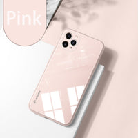 Liquid Silicone TPU Bumper Luxury Tempered Glass Case For iPhone 11 Series