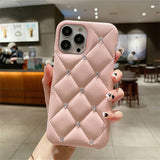 Matte 3D Diamond Leather Texture Case For iPhone 14 13 12 series
