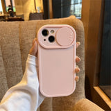 Cute Slide Camera Lens Protection Candy Color Case for iPhone 14 13 12 series