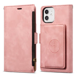 Wallet Leather Zipper Flip Book Case For iPhone 14 13 12 series