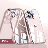 Electroplate Lens Protection Transparent Case For iPhone 15 14 13 series