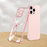 Plating Glitter Dandelion Clear Case For iPhone 14 13 12 series