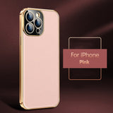 Plating Porsche Pattern Leather Case For iPhone 13 12 11 Series