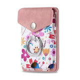 Magnetic Magsafe Cards Bag Flower Card Slots Wallet With Ring Holder For iPhone 15 series
