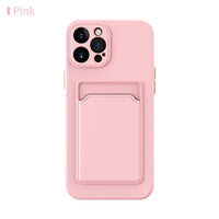 Soft Silicone Shockproof Card Slot Holder Case For iPhone 13 12 Series