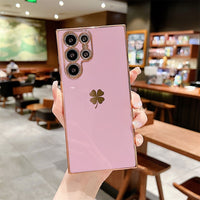 Heart Leaf Clover Pattern Cute Solid Color Case for Samsung Galaxy S23 S22 Ultra Plus