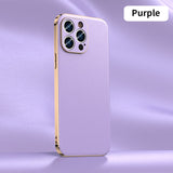 Genuine Cowhide Leather Plating Shockproof Lens Protection Case for iPhone 14 13 12 series