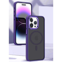 Luxury Magnetic Frosted Translucent Case With Metal Lens Frame For iPhone 15 14 13 12 series