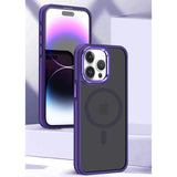 Luxury Magnetic Frosted Translucent Case With Metal Lens Frame For iPhone 15 14 13 12 series