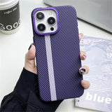 Carbon Fiber Texture Shockproof Hard Plastic Case With Metal Camera Protectionfor For iPhone 15 14 13 12 series