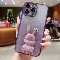 Plating Shiny Rabbit Holder Case For iPhone 14 13 12 series