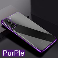 Luxury Plating Square Frame Silicone Transparent Case For Samsung S21 S20 Note 20 Series