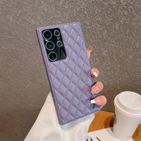 3D Luxury Diamond Lattice Leather Pattern Soft Case For Samsung Galaxy S23 series