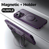 Magnetic Wireless Charger Frosted Ring Holder Case for iPhone 15 14 13 series