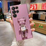 Luxury Stand Holder BearBrick Soft TPU Case For Samsung Galaxy S23 S22 S21 Ultra Plus