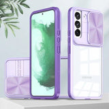 Shockproof Armor Clear Phone Case With Slide Window Camera Protection For Samsung Galaxy S23 S22 Ultra Plus