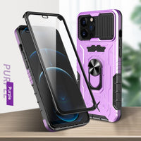 360 Full Camera Protector Tempered Glass Ring Holder Case for iPhone 13 12 Series