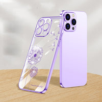 Plating Glitter Dandelion Clear Case For iPhone 14 13 12 series