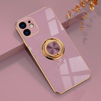 Square Bumper Plating Cover With Ring Holder Soft Silicone Case For iPhone 12 11 Series