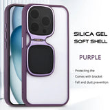 Luxury Integrated Bracket Stand Soft Frame Case With Lens Protection For iPhone 15 14 13 12 series