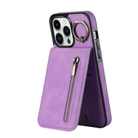 Zipper Cards Holder Leather Wallet Kickstand Case For iPhone 14 13 12 series