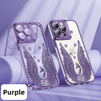 Glitter Diamond Transparent Glass Case With Lens Protection Hidden Bracket For iPhone 15 14 13 12 series