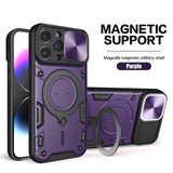 Magnetic Rotating Sliding Camera 360 Rotate Kickstand Case For iPhone 15 series