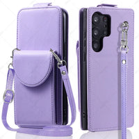 Leather Standing KickStand Wallet Case With Crossbody Lanyard For Samsung Galaxy S23 S22 S21 Ultra Plus