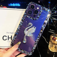 3D Bling Diamond Swan Glitter Crystal Case For iPhone 14 13 12 series