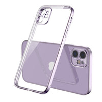 Luxury Plating Square Frame Matte Soft Silicone Case For iPhone 13 12 11 Series