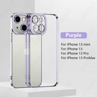 Plating Color Bumper Clear Camera Protector Case for iPhone 13 12 11 S