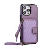 Crossbody Wallet Lanyard Strap Leather Case for iPhone 14 13 12 series