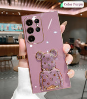 Black Pink BearBrick Soft TPU Case For Samsung Galaxy S23 S22 S21 Ultra Plus